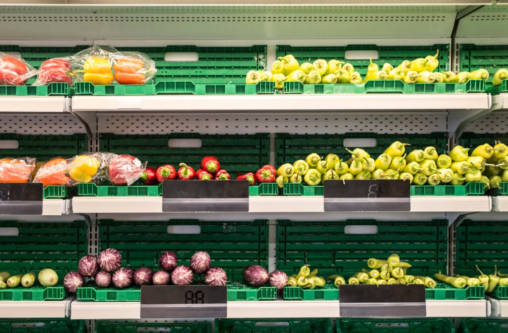 Fruits and vegetables in the supermarket
