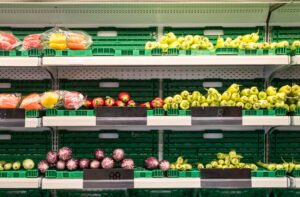 Fruits and vegetables in the supermarket