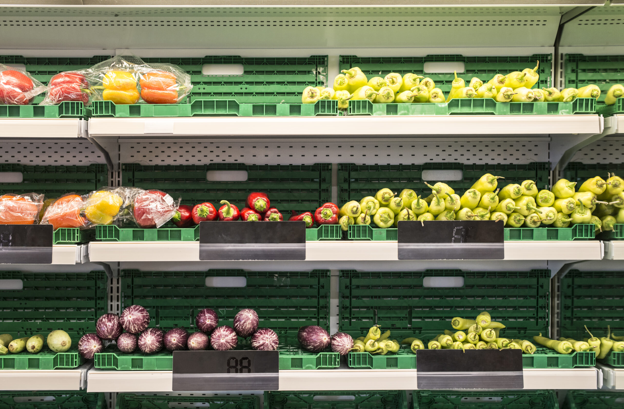 Fruits and vegetables in the supermarket