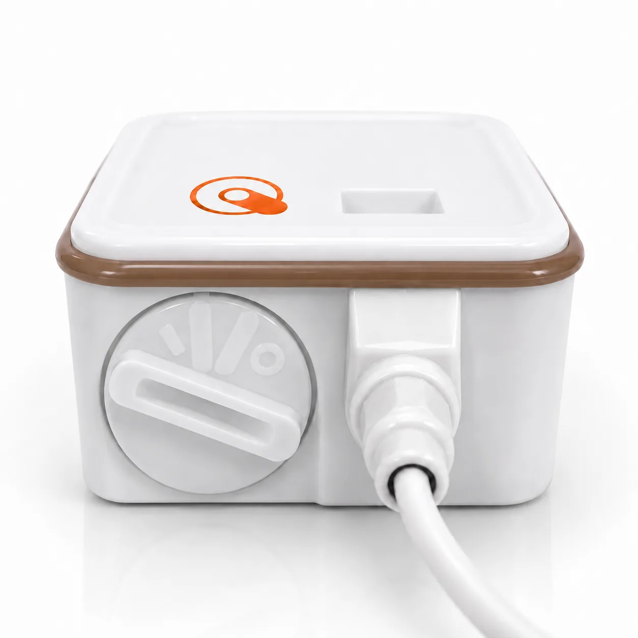 Nano SPY T2 — bottom view with sealed white cable gland and tool-free battery lock