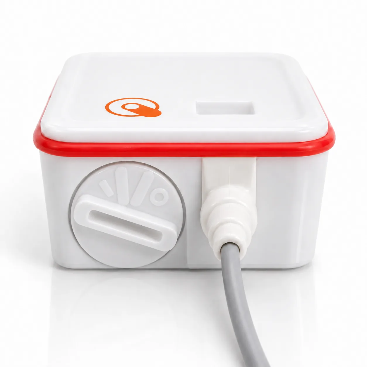 Nano SPY T3 — bottom view showing sealed grey cable gland and battery lock
