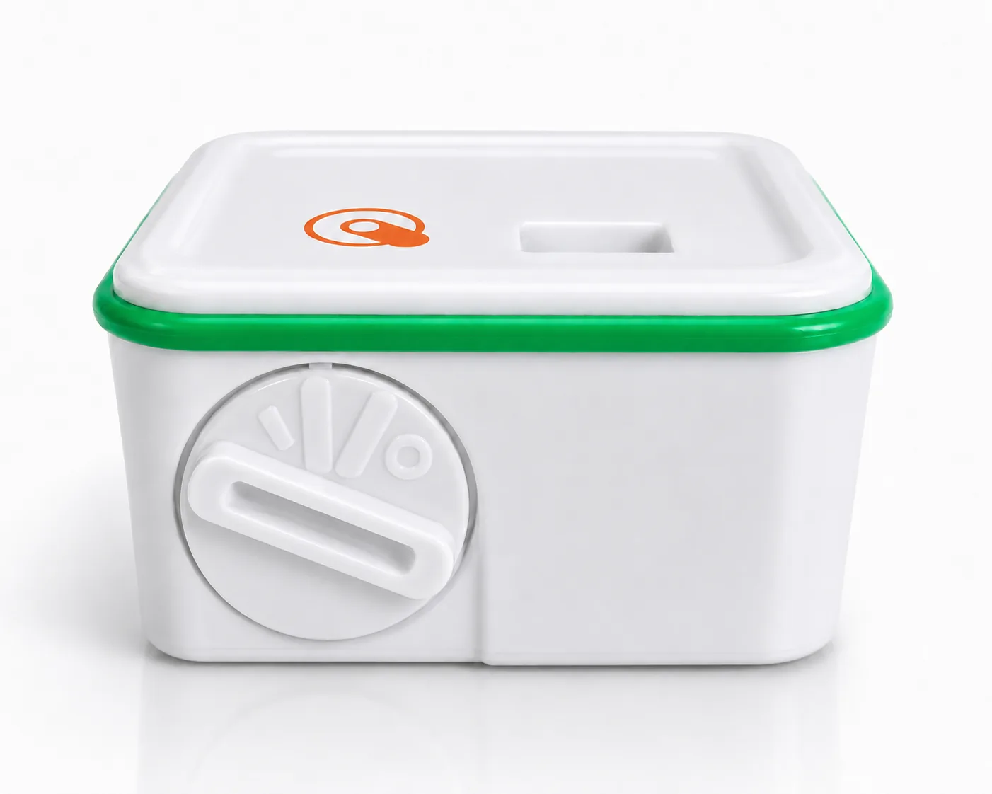Nano SPY TH — flat bottom view with green humidity-grade seal and tool-free battery lock