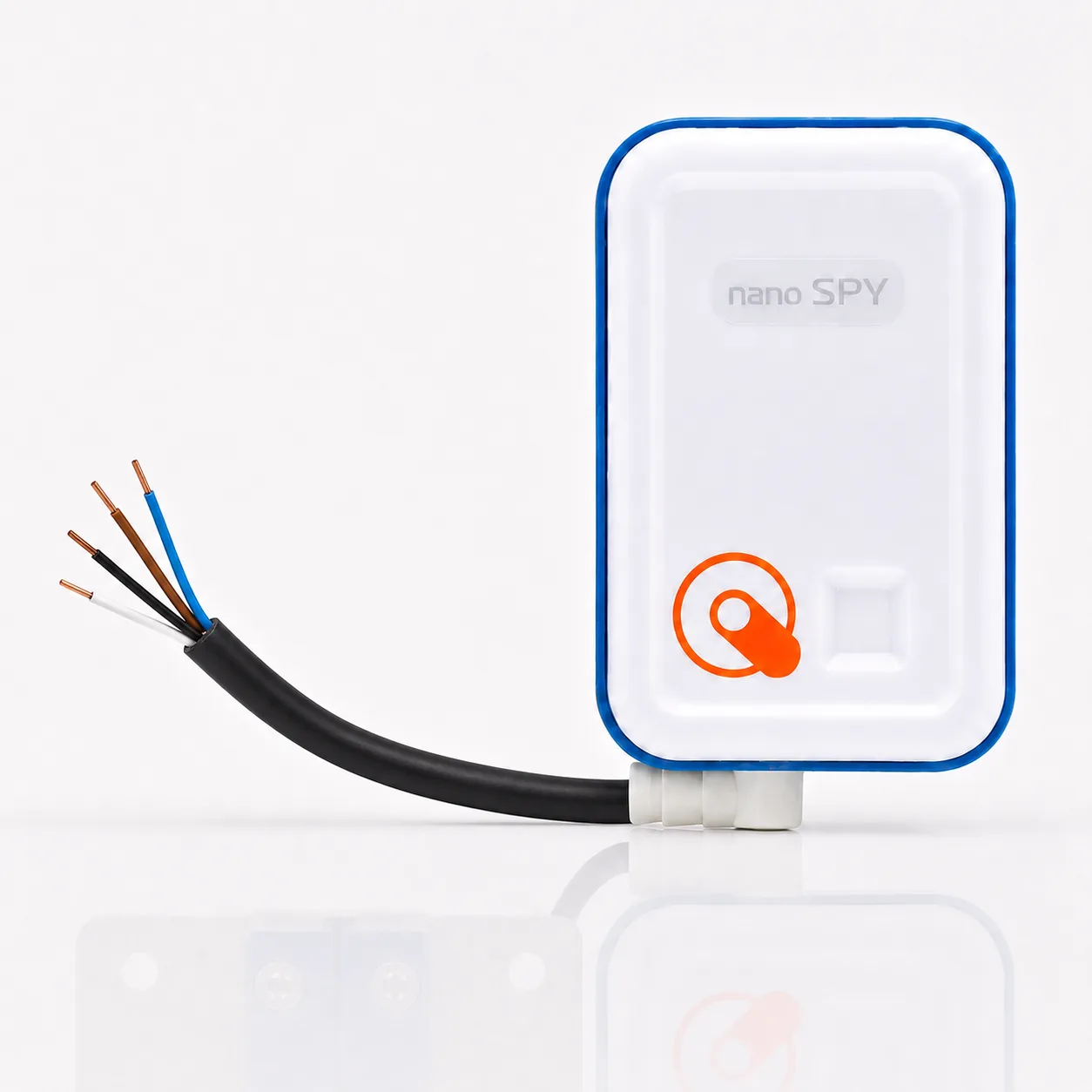 Nano SPY U — universal analog input recorder, front view with bare-wire lead-out
