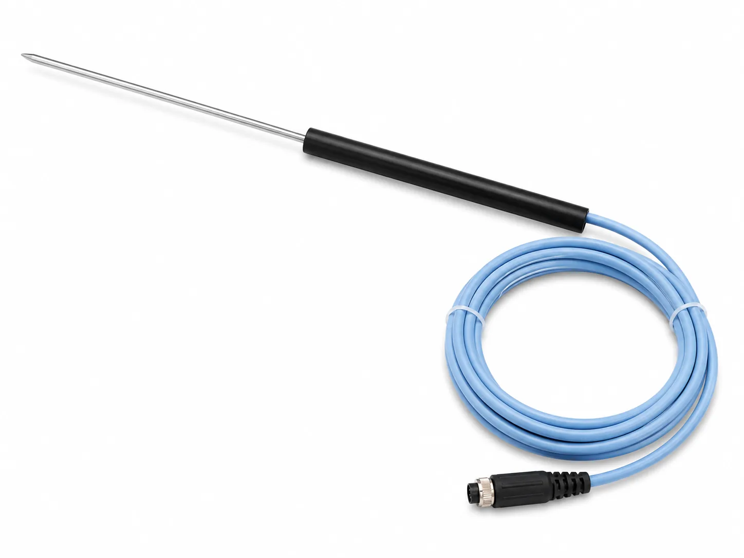 Cooking penetration temperature probe with silicone handle